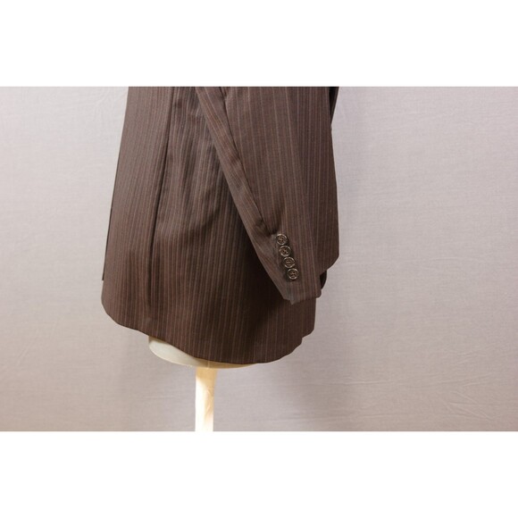 Austin Reed 2 Piece Suit Mens 2 Button Wool Brown Striped 44L Pleated 38" W USA - Picture 6 of 11